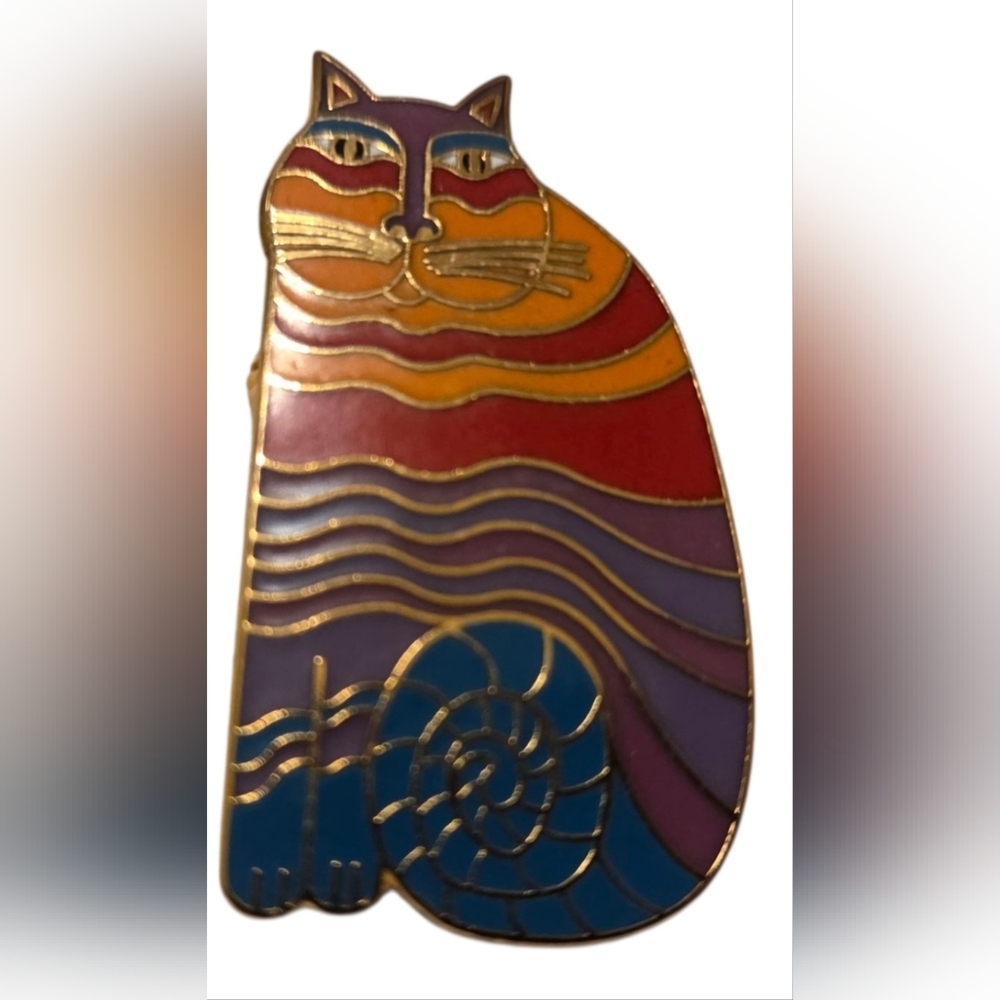 Laurel Burch Rainbow Cats Enamel Gold-Tone Brooch Pin 26$